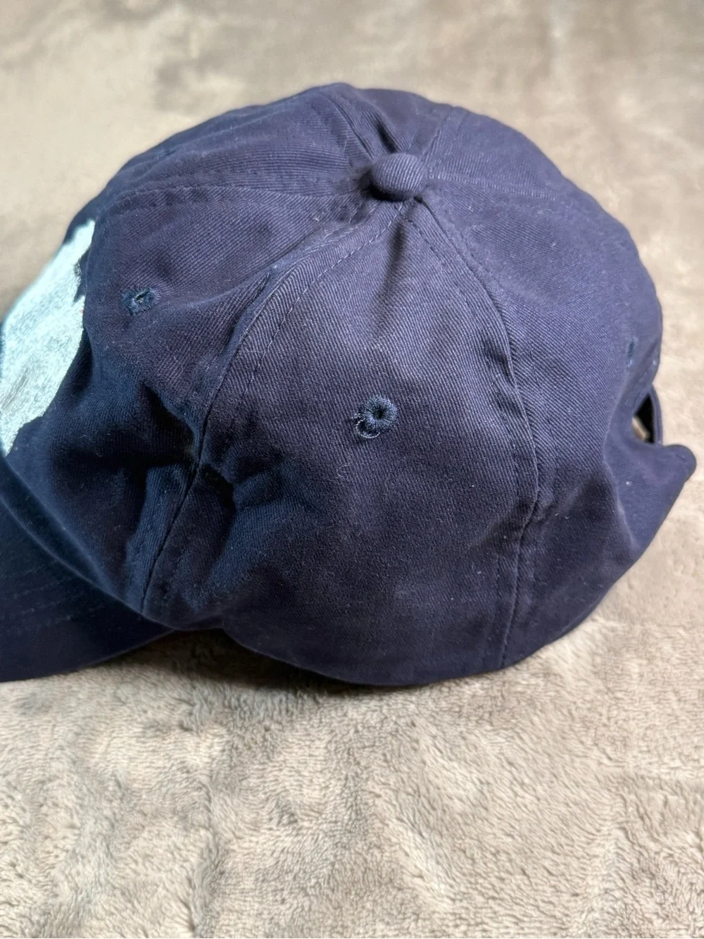 Anvil Custom Embroidered Maltese Dog Navy White Blue Baseball Cap Low Profile